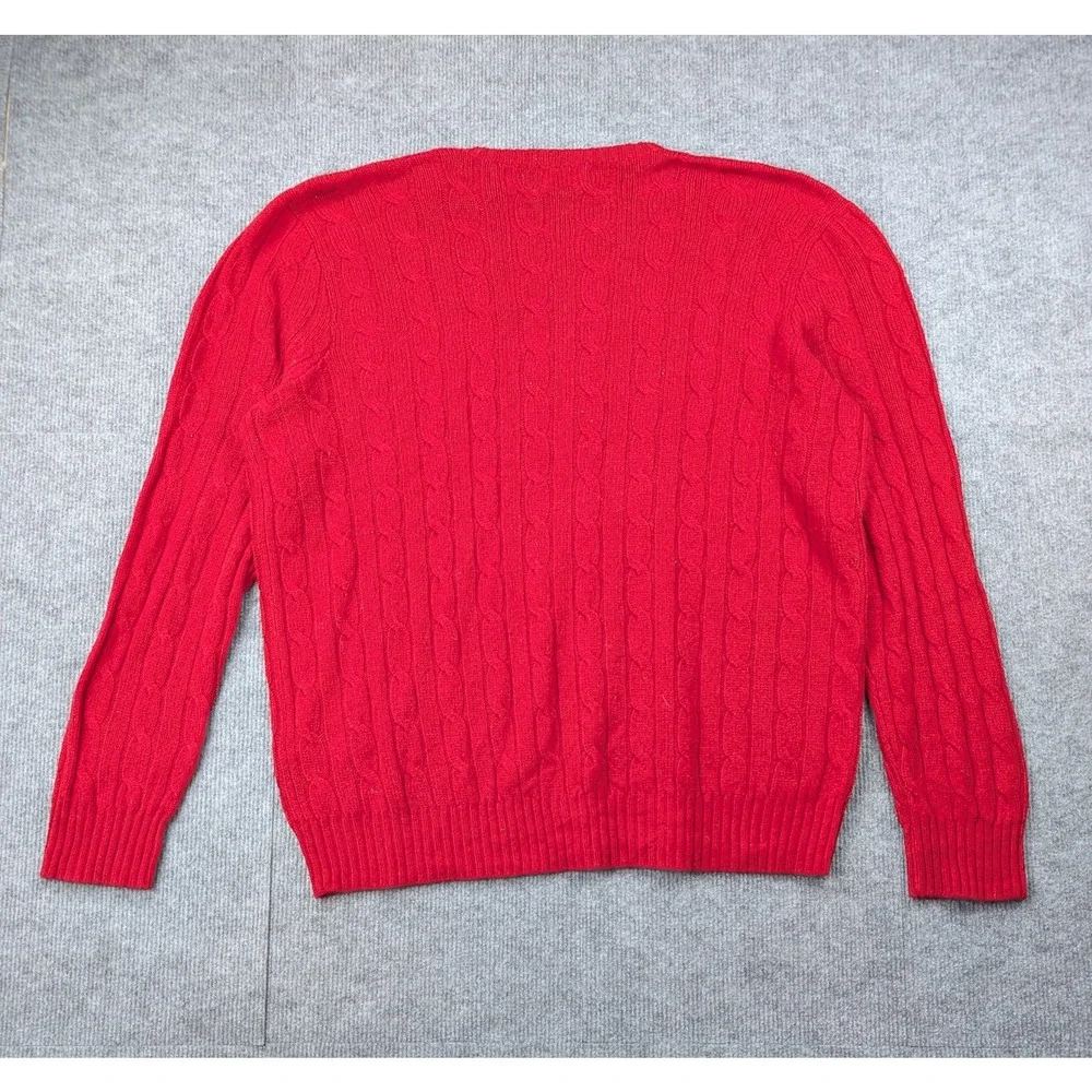 Polo Ralph Lauren Iconic Cable Knit Cashmere Sweater Men XXL Red Timeless Staple